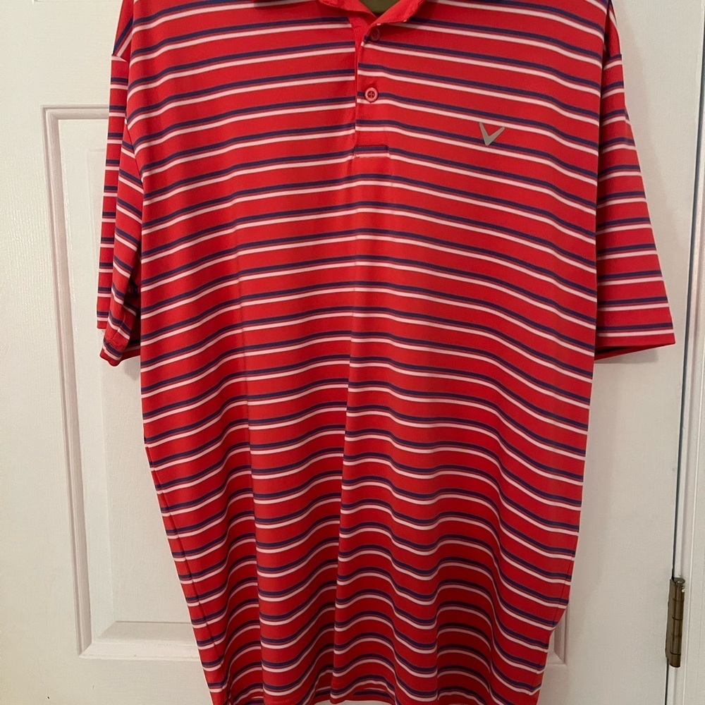 Callaway Men's Red Striped Polo Shirt
